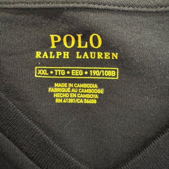 Polo Ralph Lauren NWT Mens Black V-Neck T-Shirt Size XXL Cotton Red Pony Logo - Picture 5 of 10